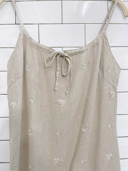 vintage 00s minimalist embroidered linen dress