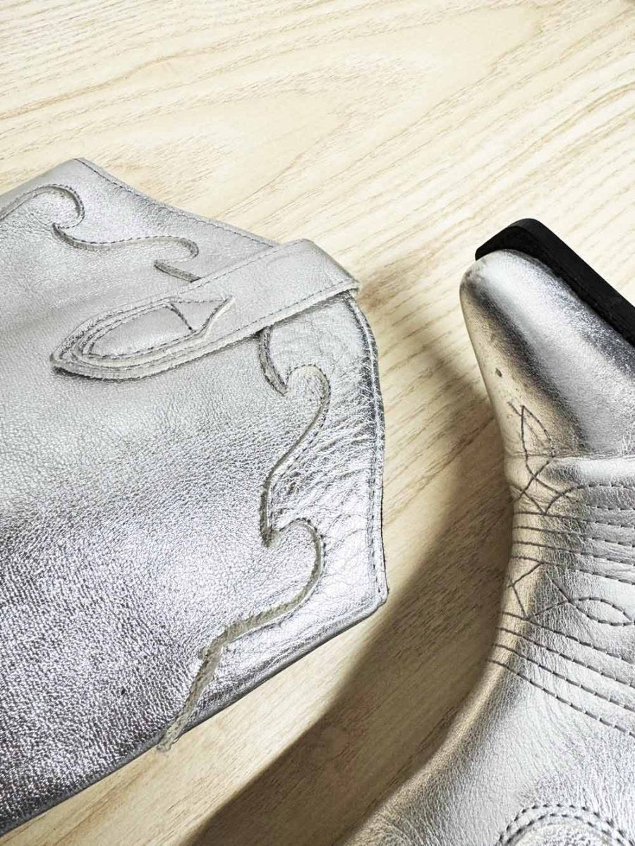 l'intervalle leather metallic heeled cowboy boots | made in Spain - good market thrift store