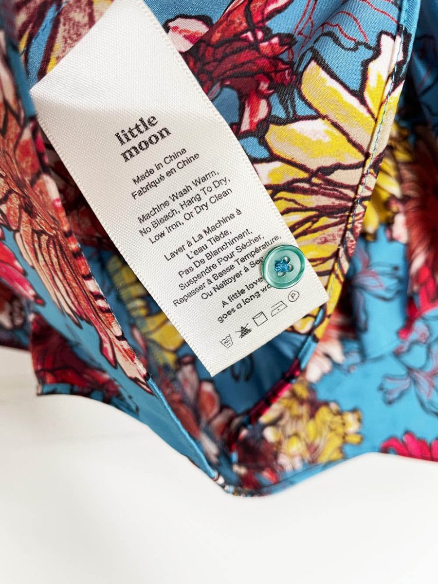 little moon yarrow satin floral ruffle trim blouse | aritzia - good market thrift store