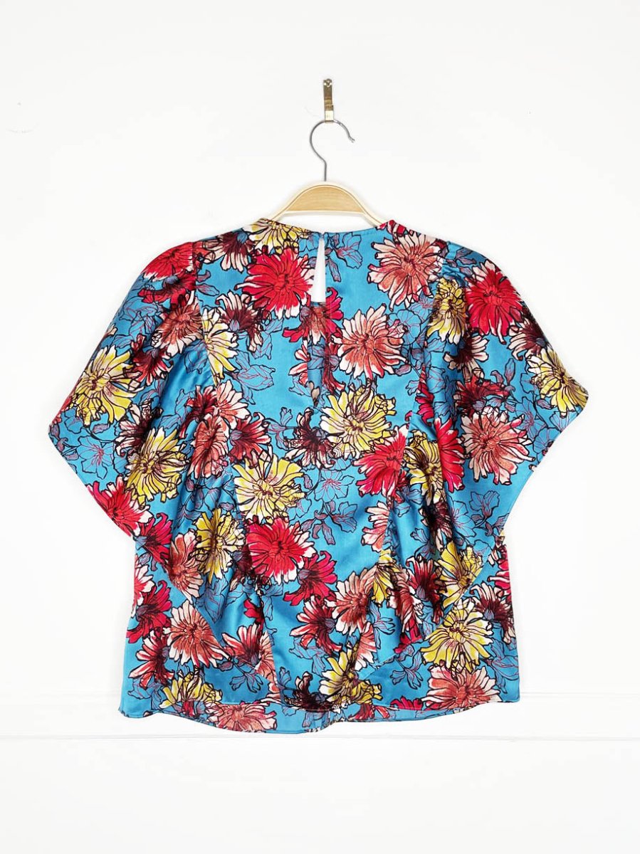 little moon yarrow satin floral ruffle trim blouse | aritzia - good market thrift store