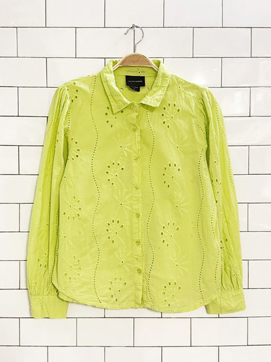 liv los angeles eyelet puff sleeve shirt - good market thrift store