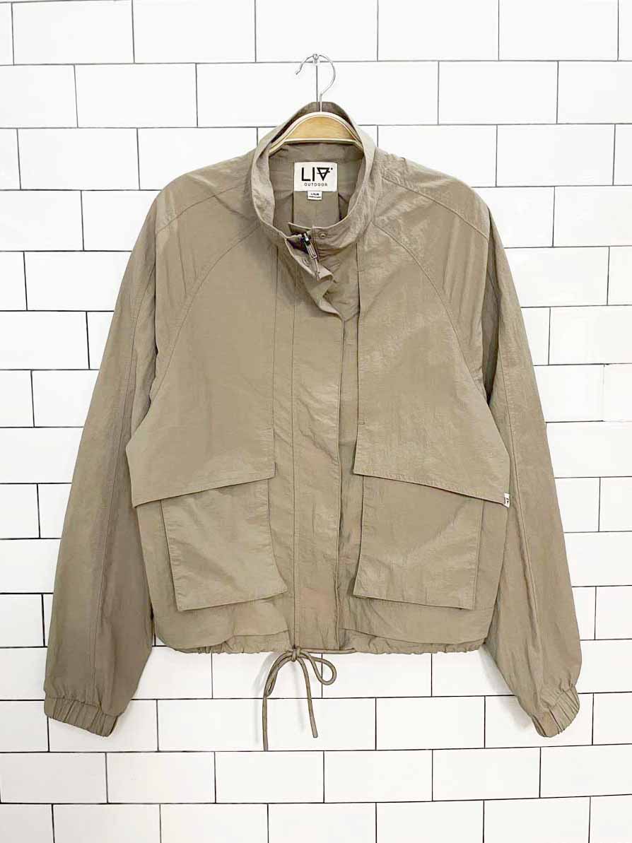 liv outdoor short fit elastic waist rain resistant light jacket - good market thrift store