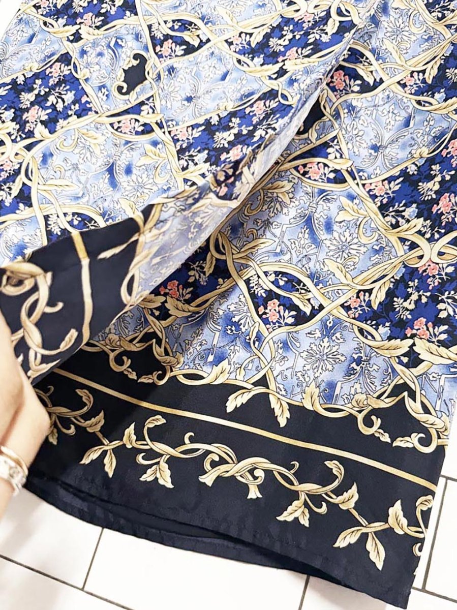 liz claibourne 100% silk scarf print wrap midi skirt - good market thrift store