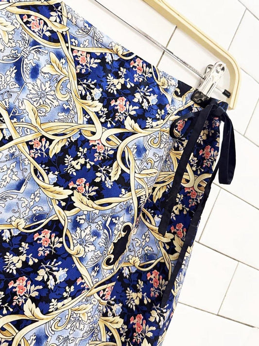 liz claibourne 100% silk scarf print wrap midi skirt - good market thrift store