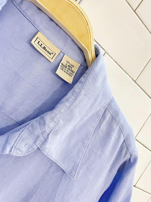 ll bean 100% linen full button short sleeve shirt - good market thrift store
