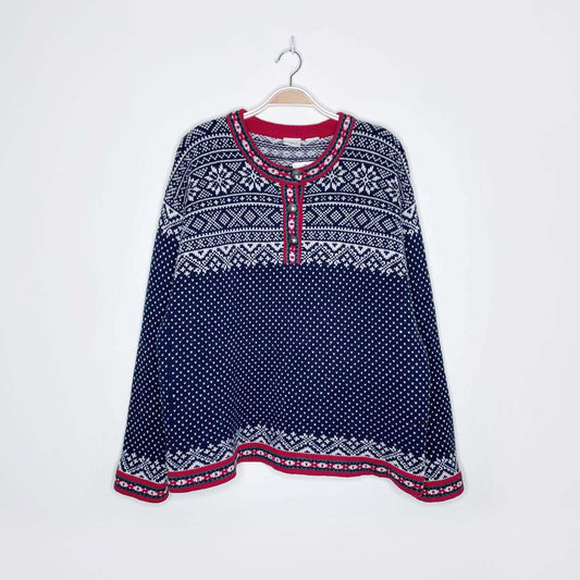 vintage ll bean nordic wool holiday sweater - size xl