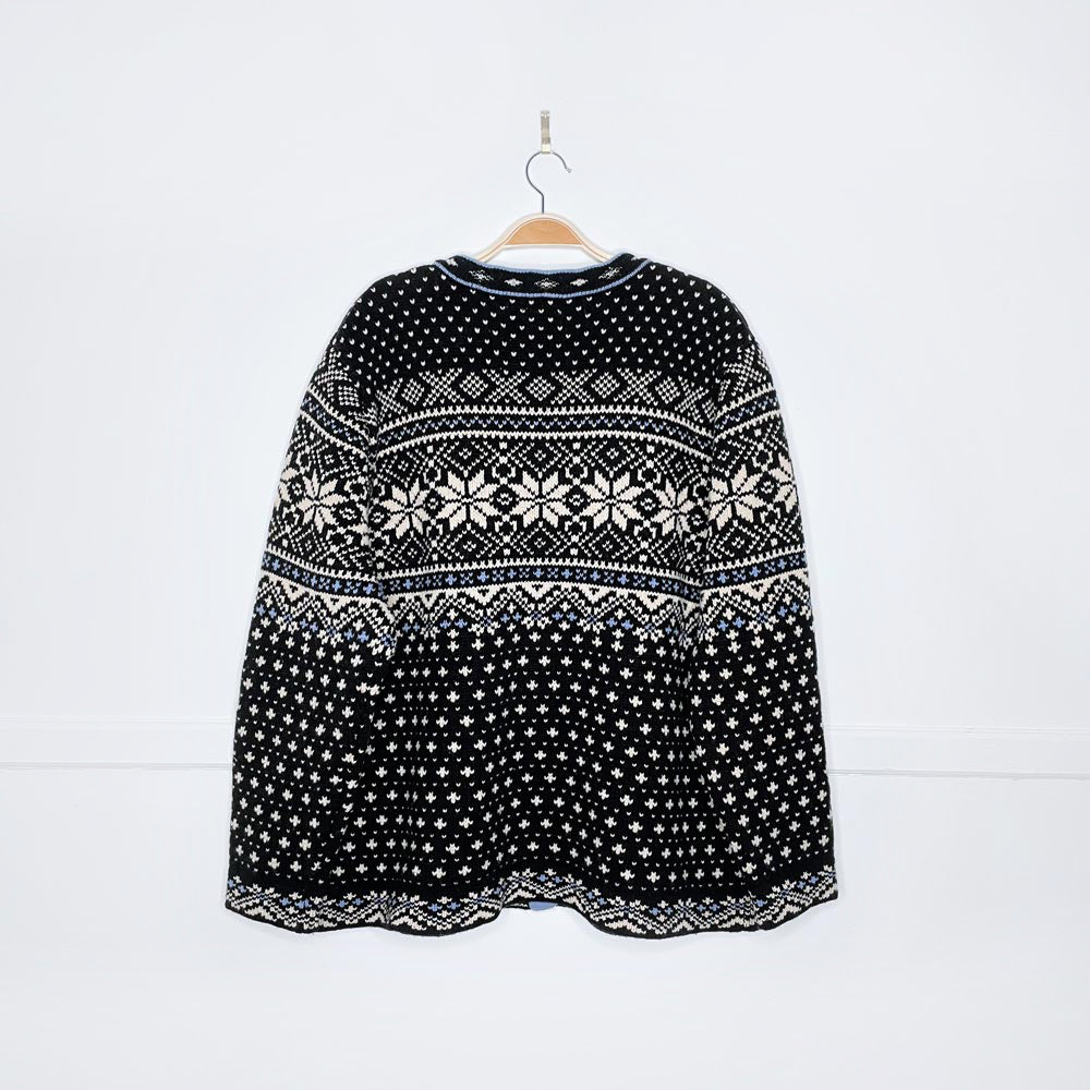 vintage ll bean nordic snowflake knit cardigan