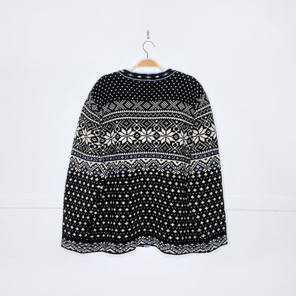 vintage ll bean nordic snowflake knit cardigan