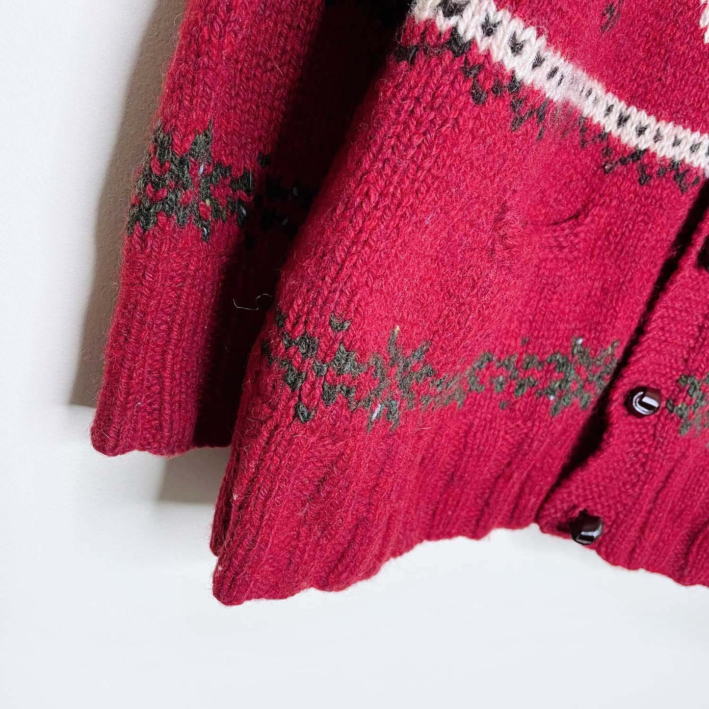 vintage ll bean cottage deer and trees knit cardigan - size small