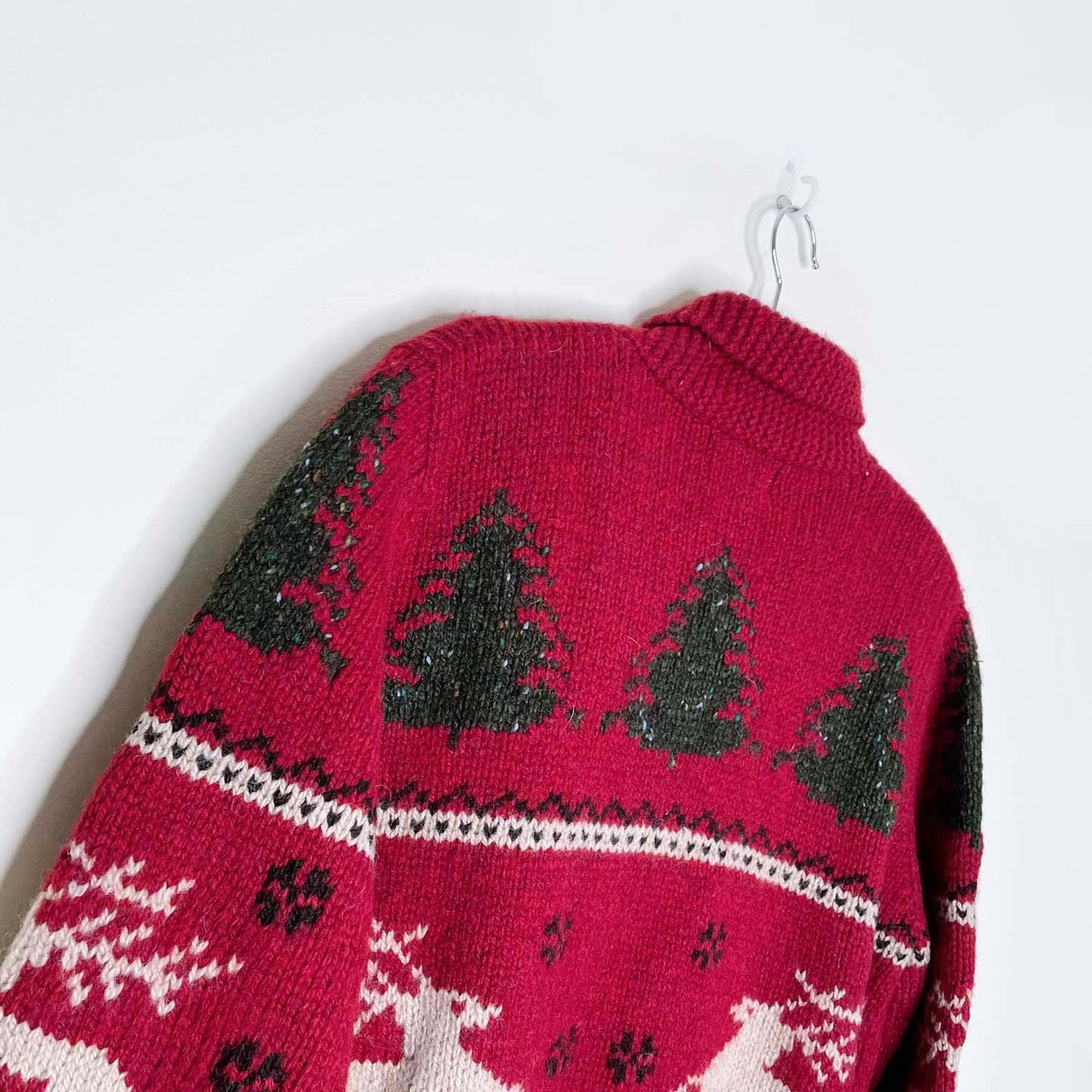 vintage ll bean cottage deer and trees knit cardigan - size small