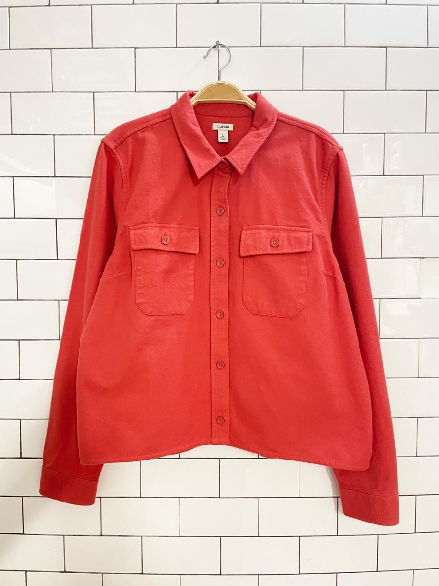 ll bean boxy cropped flannel shirt - good market thrift store