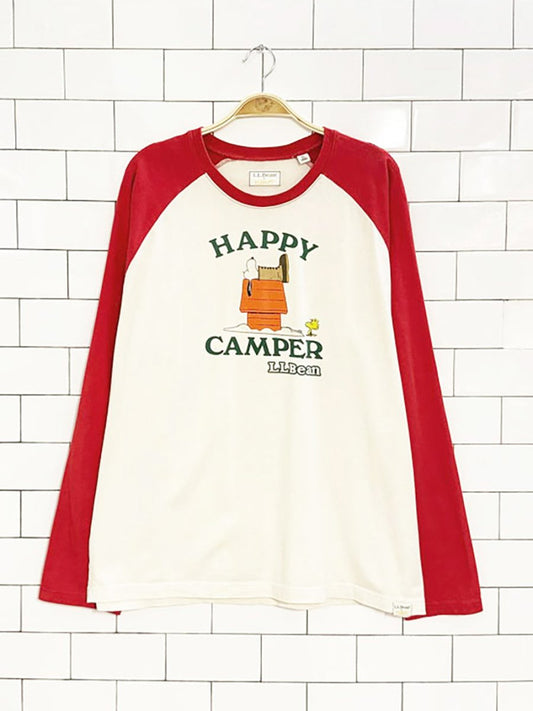 ll bean x peanuts snoopy happy camper raglan shirt - good market thrift store
