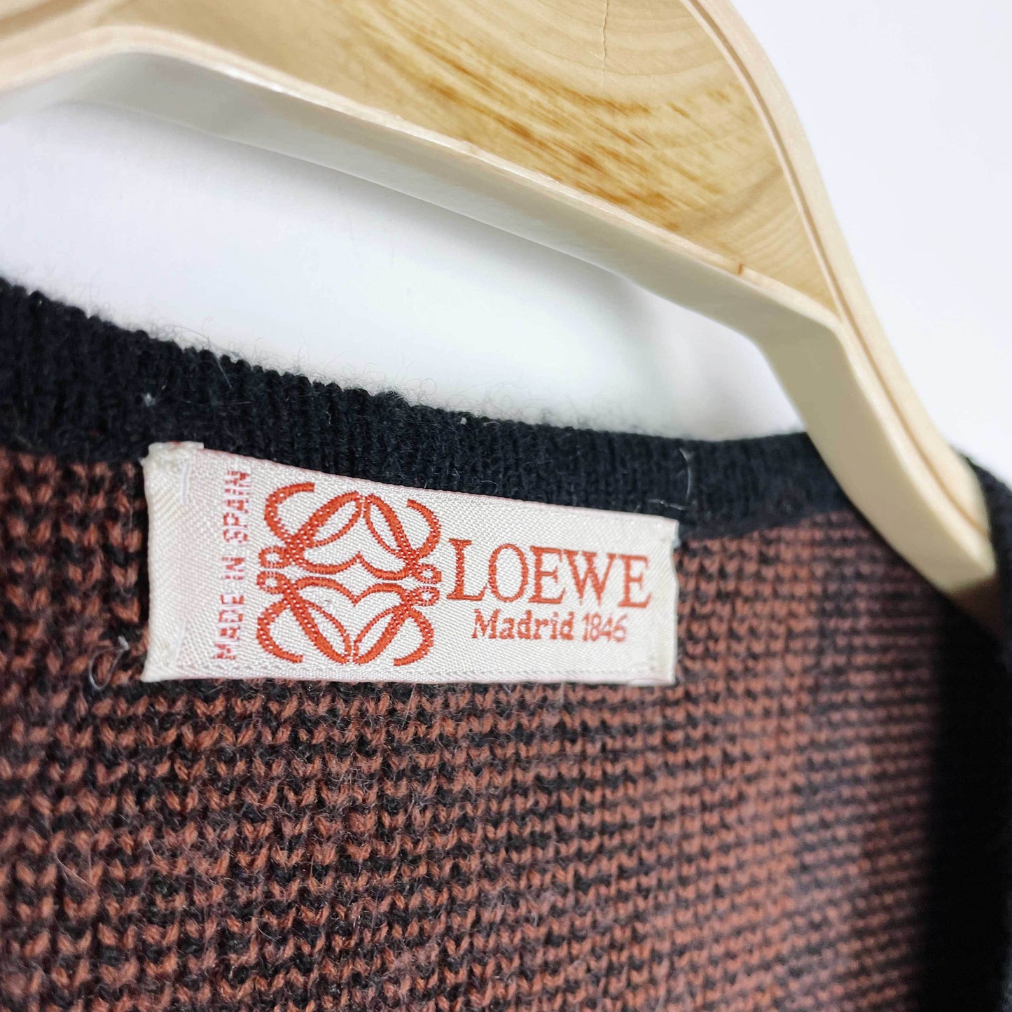 vintage loewe black brown checkerboard knit cape - OS
