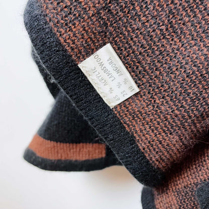 vintage loewe black brown checkerboard knit cape - OS