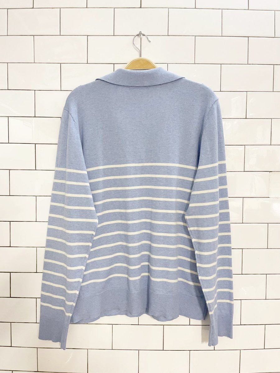 loft by ann taylor striped knit collared sweater - good market thrift store