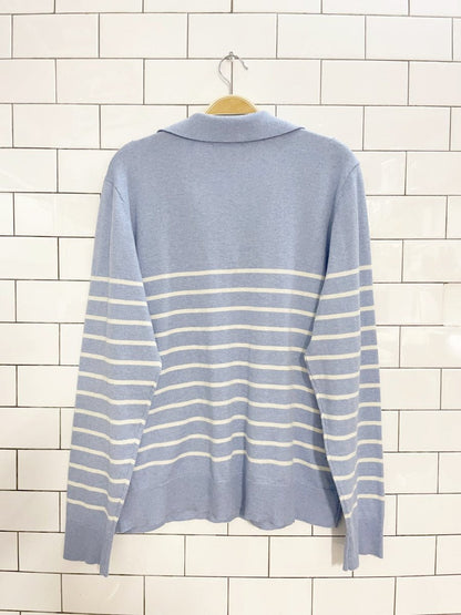 loft by ann taylor striped knit collared sweater - good market thrift store