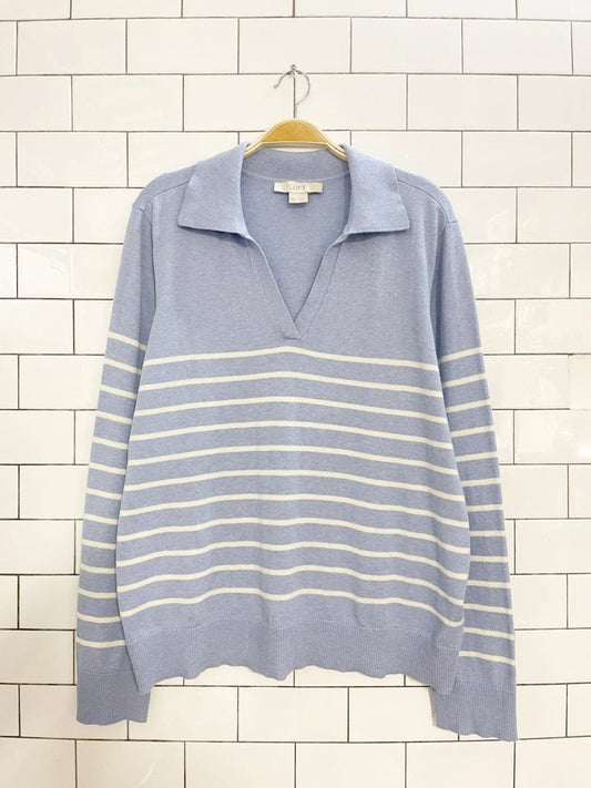 loft by ann taylor striped knit collared sweater - good market thrift store