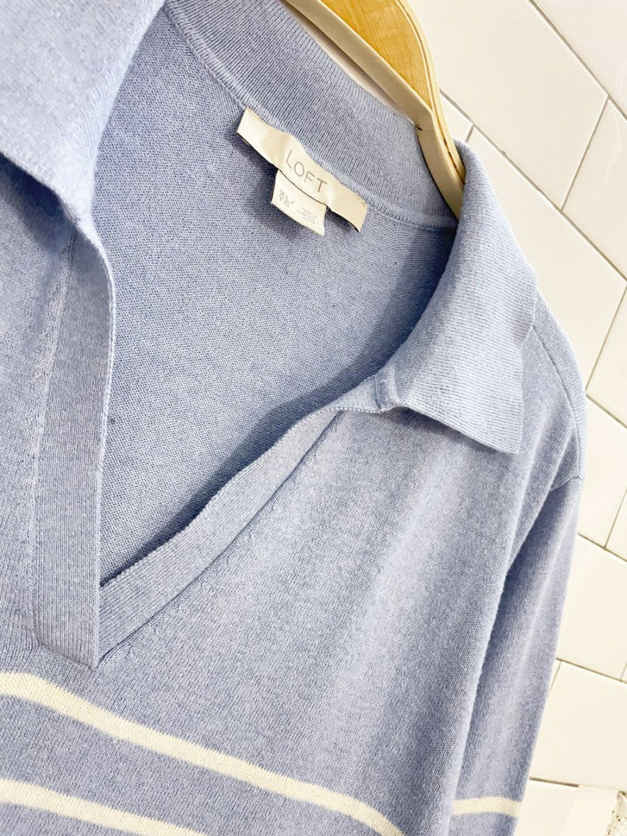 loft by ann taylor striped knit collared sweater - good market thrift store