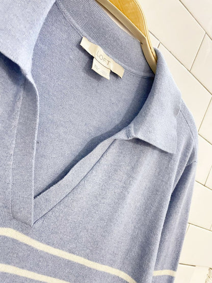 loft by ann taylor striped knit collared sweater - good market thrift store