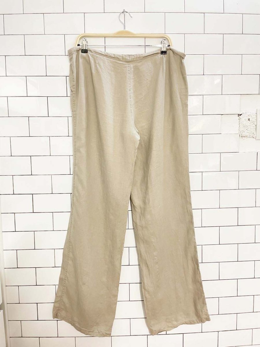 london jean 100% linen wide leg drawstring relaxed pants - good market thrift store