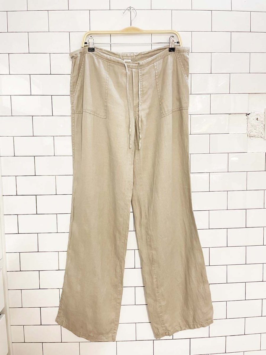 london jean 100% linen wide leg drawstring relaxed pants - good market thrift store