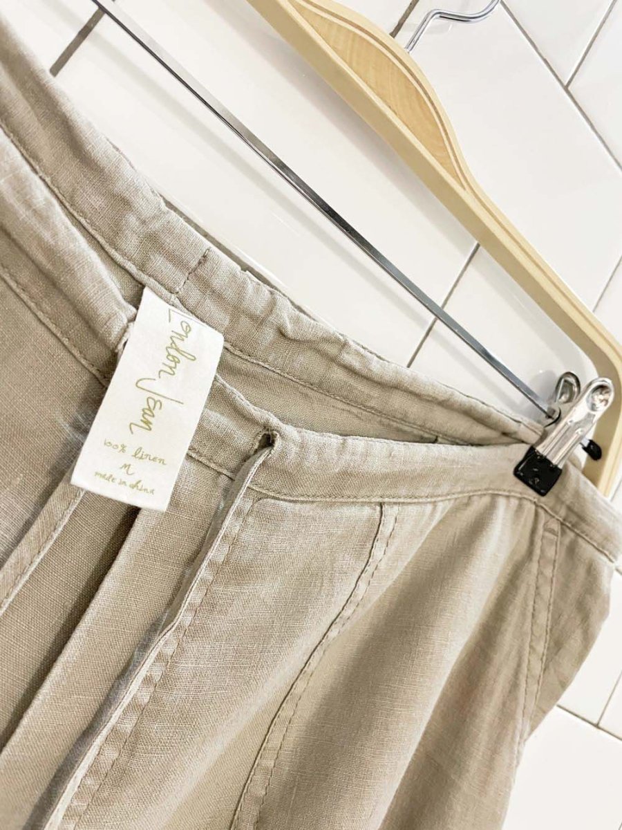 london jean 100% linen wide leg drawstring relaxed pants - good market thrift store