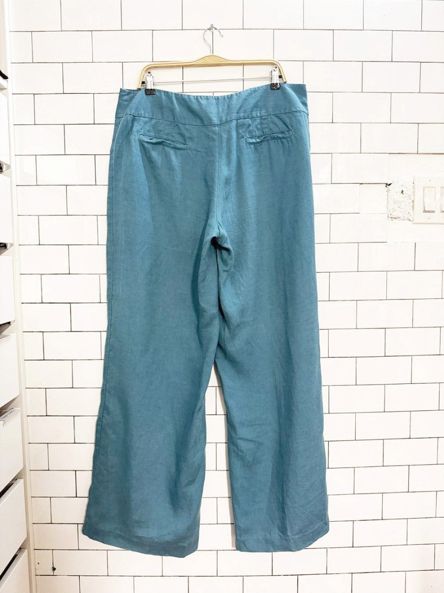 long tall sally 100% linen flat front wide leg pants - good market thrift store