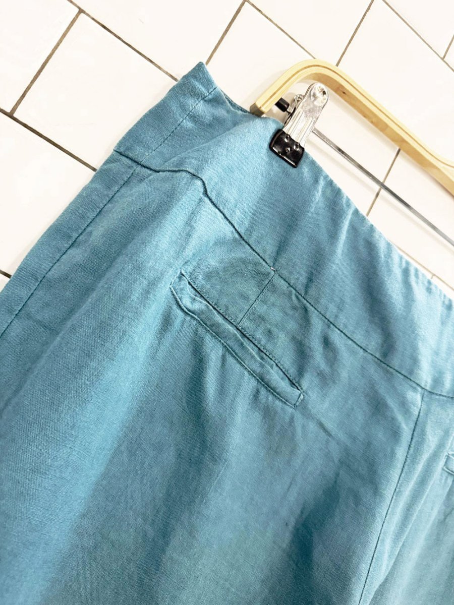 long tall sally 100% linen flat front wide leg pants - good market thrift store