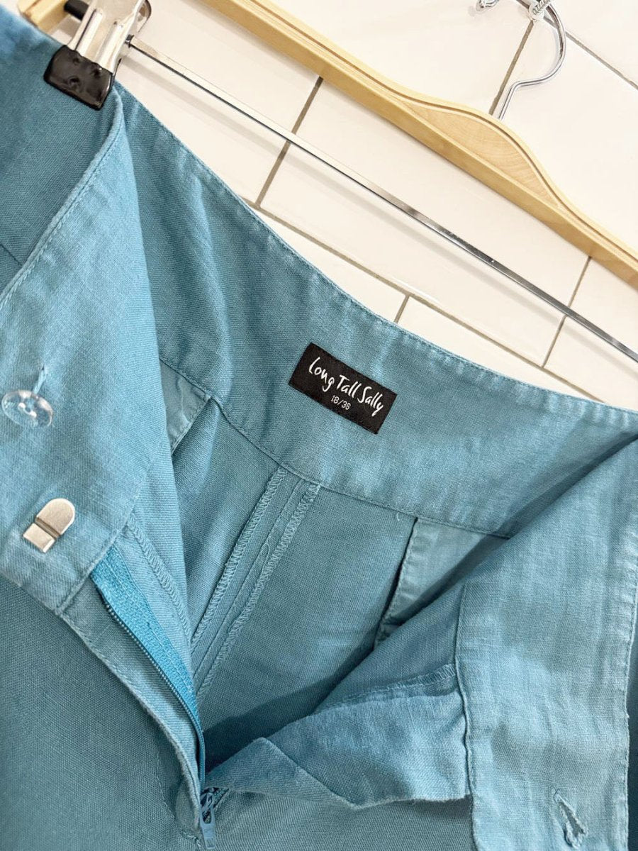 long tall sally 100% linen flat front wide leg pants - good market thrift store