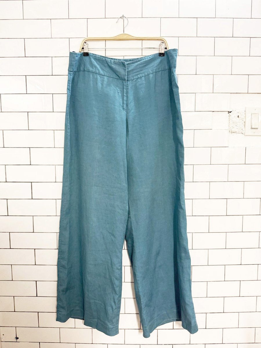 long tall sally 100% linen flat front wide leg pants - good market thrift store