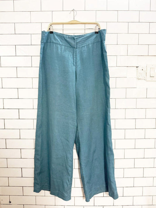 long tall sally 100% linen flat front wide leg pants - good market thrift store