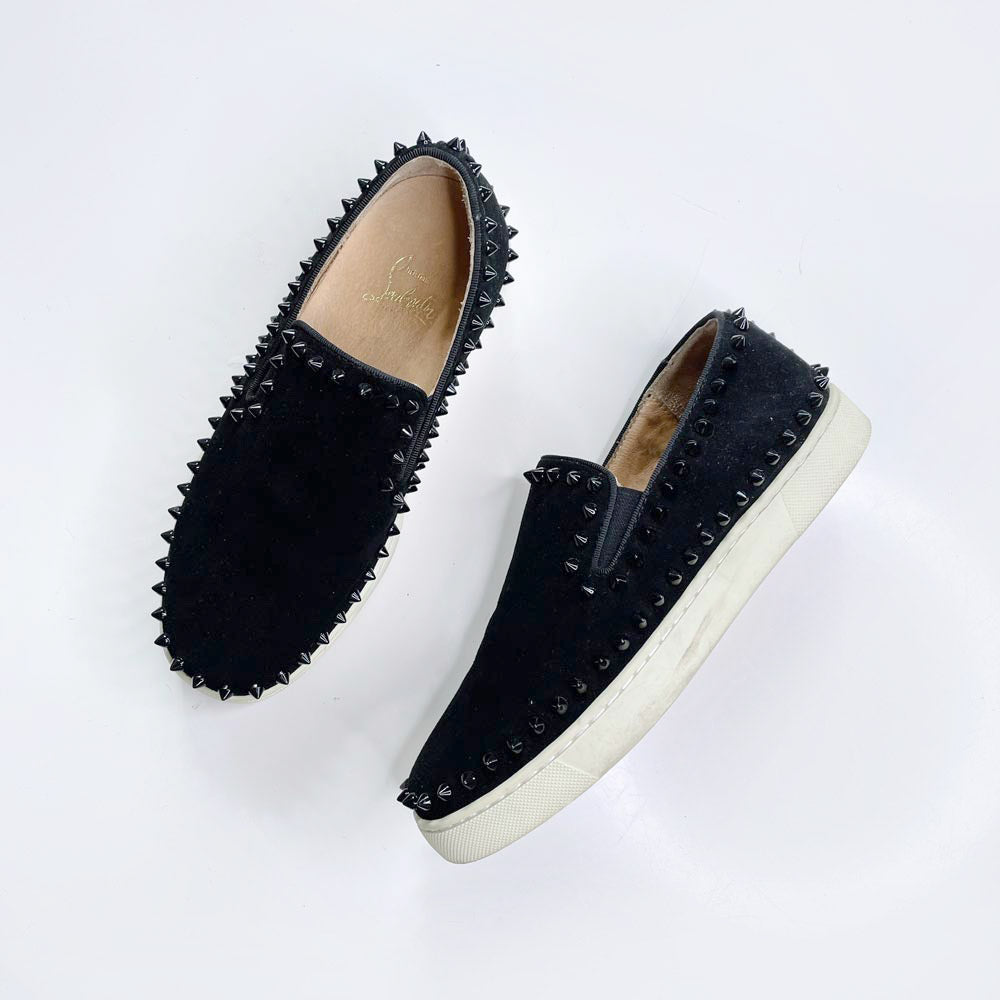 christian louboutin pik roller boat leather spike sneakers