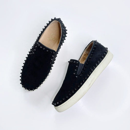 christian louboutin pik roller boat leather spike sneakers