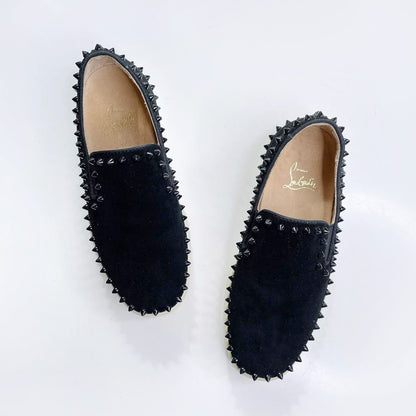christian louboutin pik roller boat leather spike sneakers