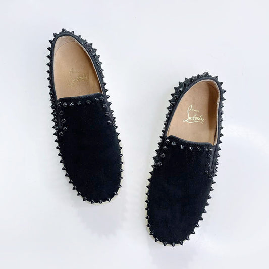 christian louboutin pik roller boat leather spike sneakers