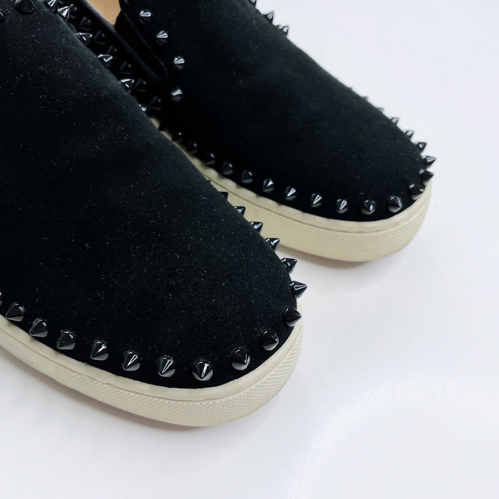christian louboutin pik roller boat leather spike sneakers