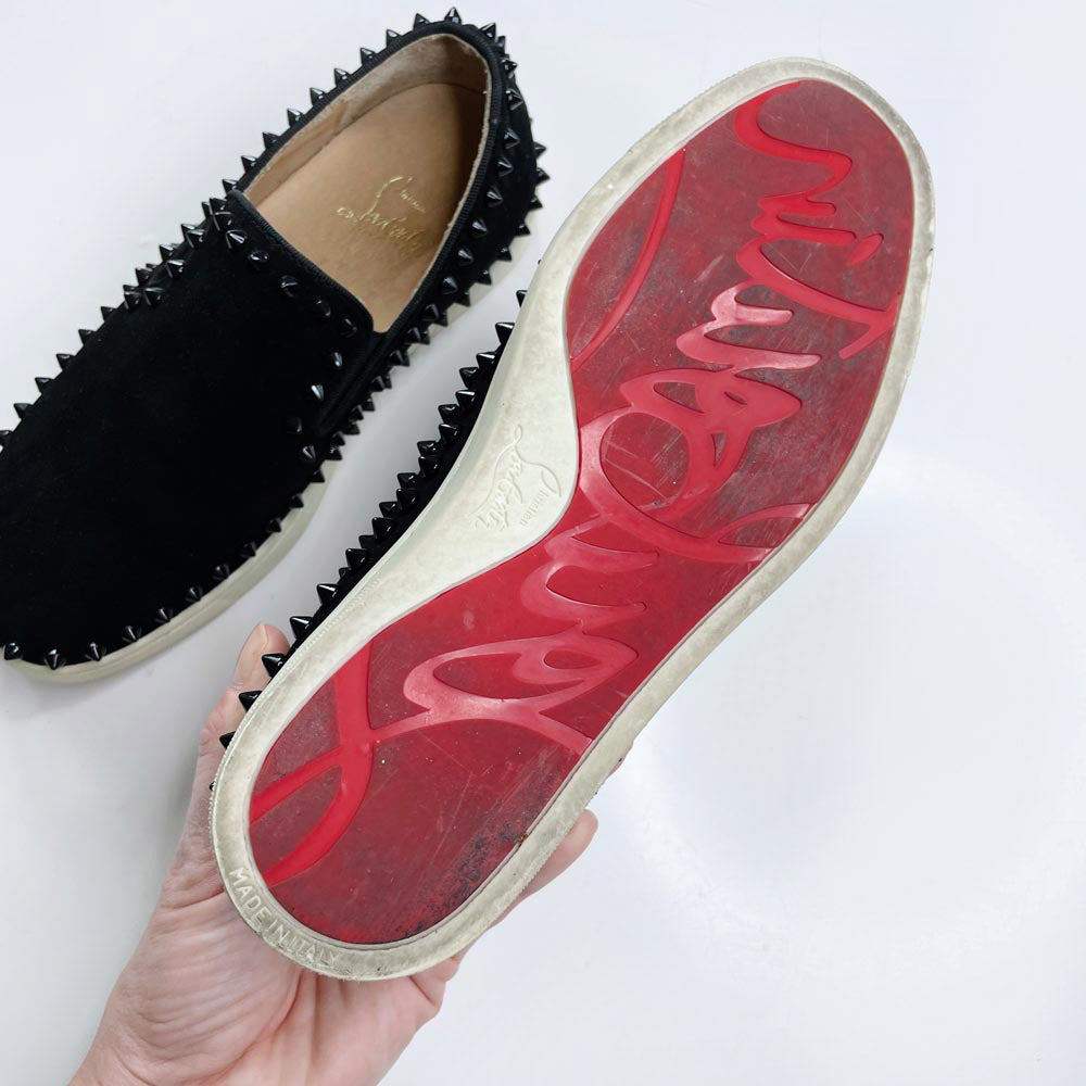 christian louboutin pik roller boat leather spike sneakers