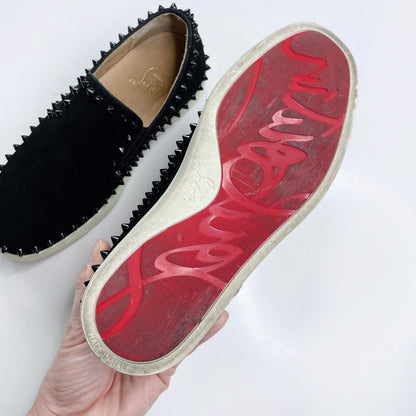 christian louboutin pik roller boat leather spike sneakers