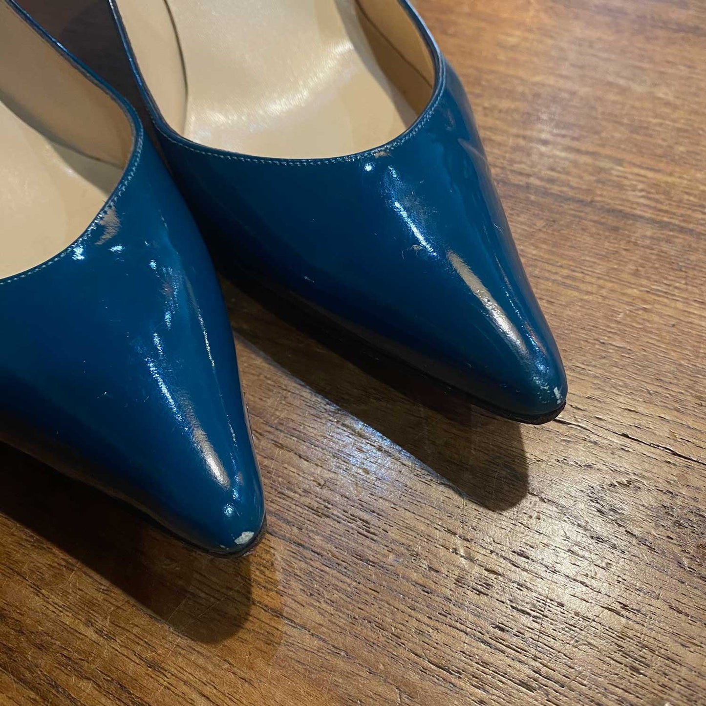 christian louboutin clare teal pointed toe kitten heel - size 38