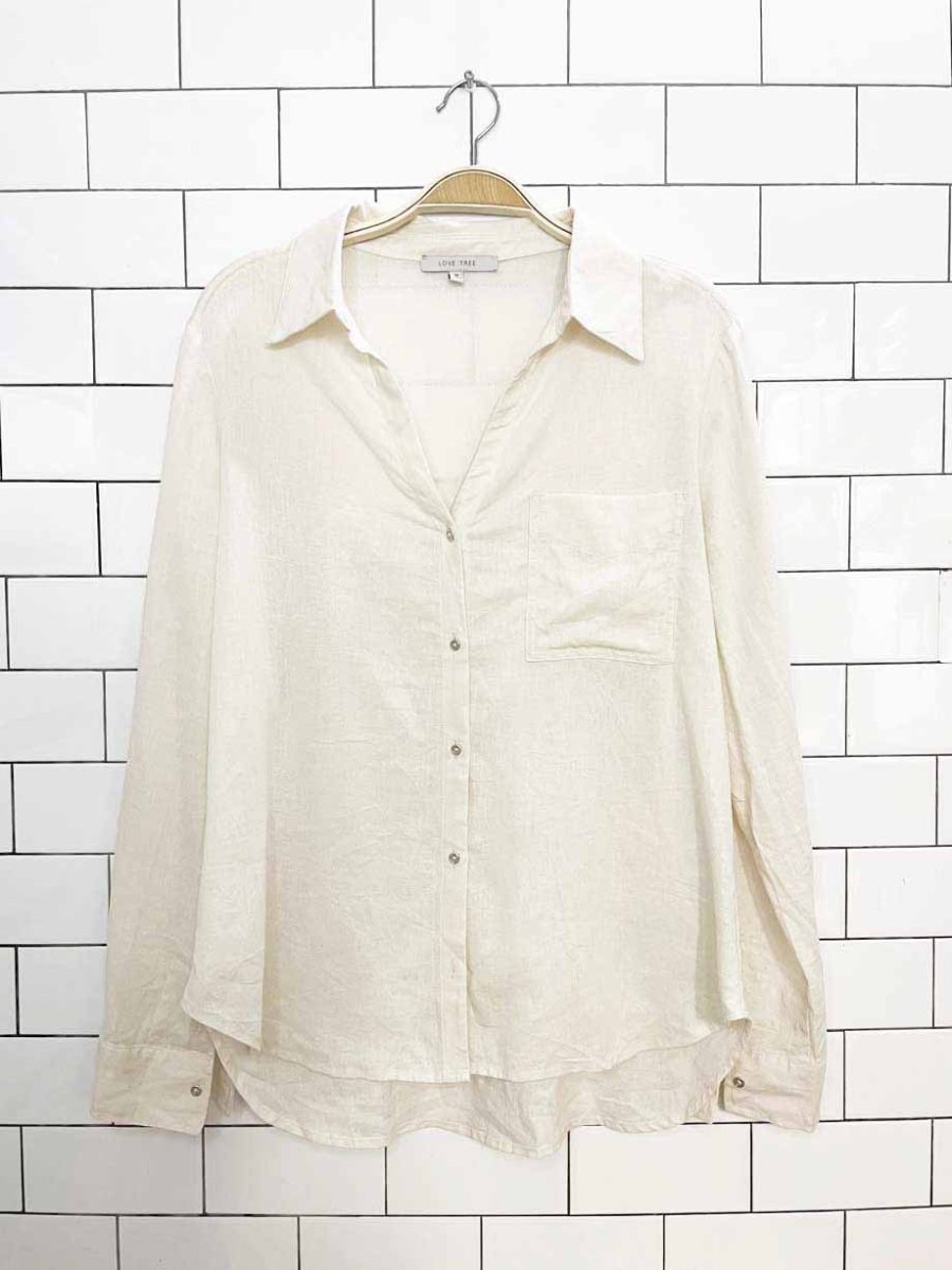 lovetree linen-blend full button shirt - good market thrift store