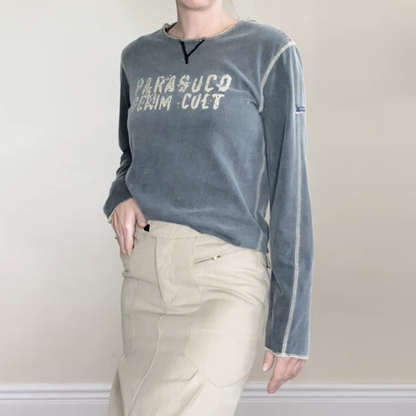 vintage parasuco contrast stitch long sleeve tee - size small