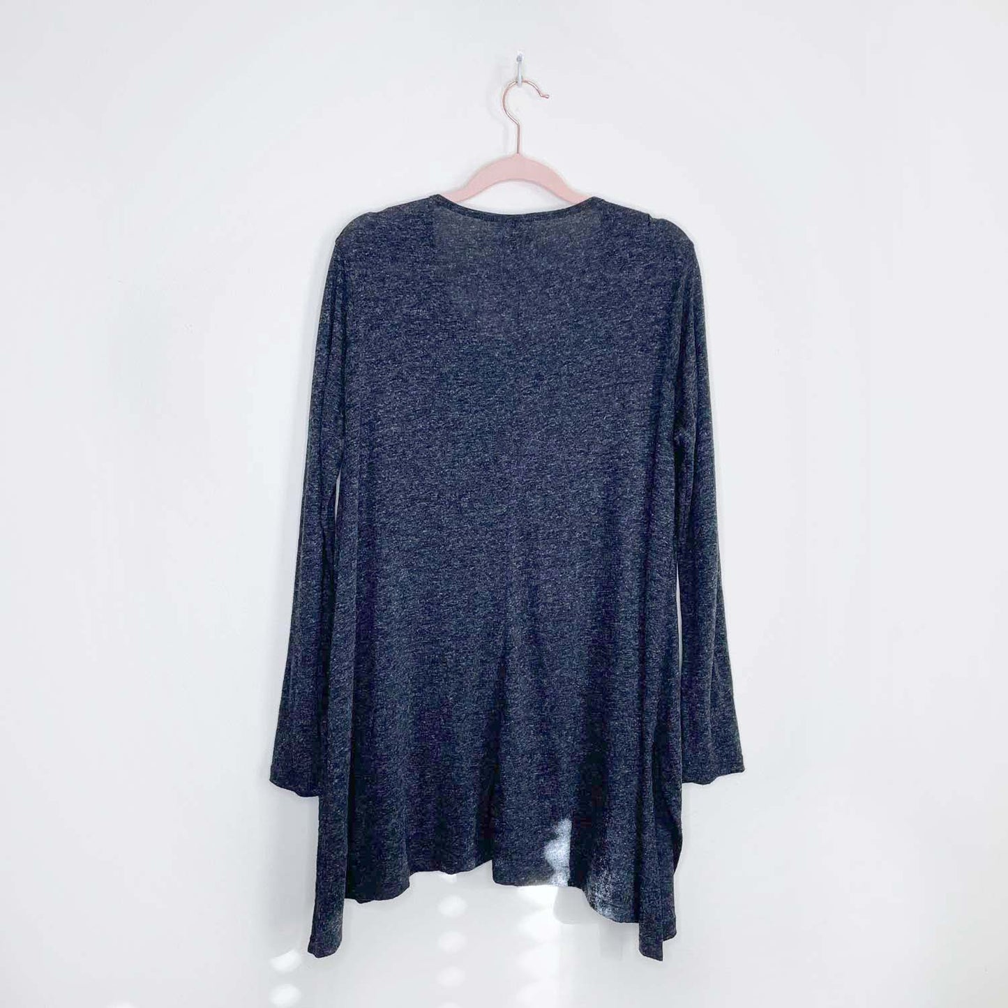 roots charcoal grey long sleeve swing hem shirt - size large