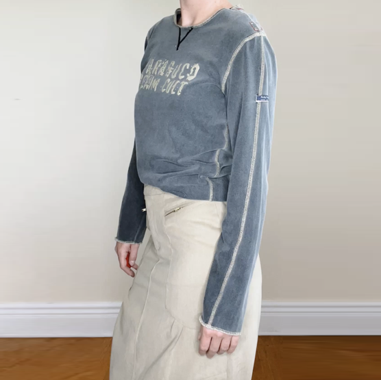 vintage parasuco contrast stitch long sleeve tee - size small