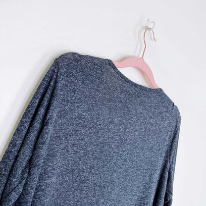 roots charcoal grey long sleeve swing hem shirt - size large