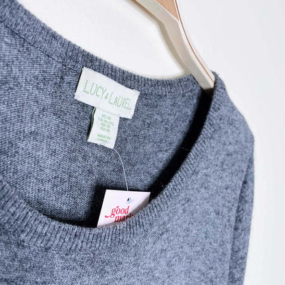 lucy & laurel wool-cashmere blend snow bird knit crew