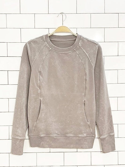 lululemon 2020 scuba crew washed dark chrome sweatshirt | cotton terry - good market thrift store