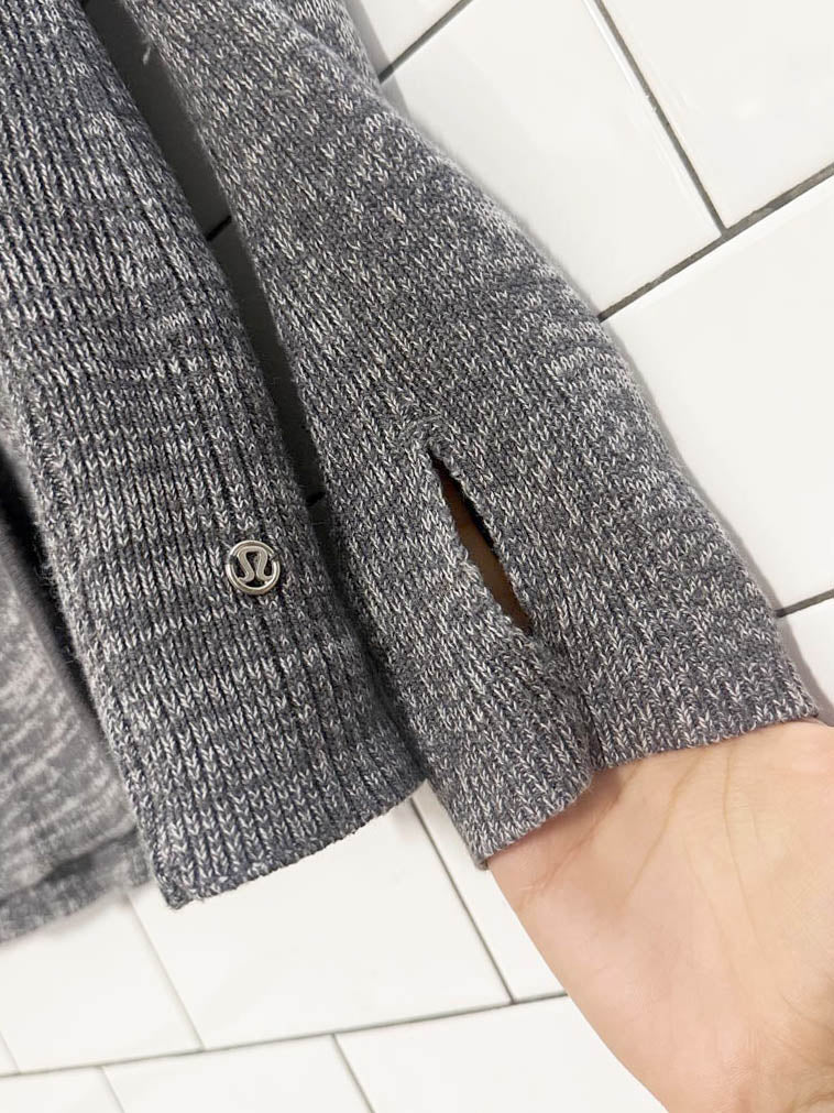 lululemon cashmere - blend piece of mind wrap hooded cardigan| boolux - good market thrift store