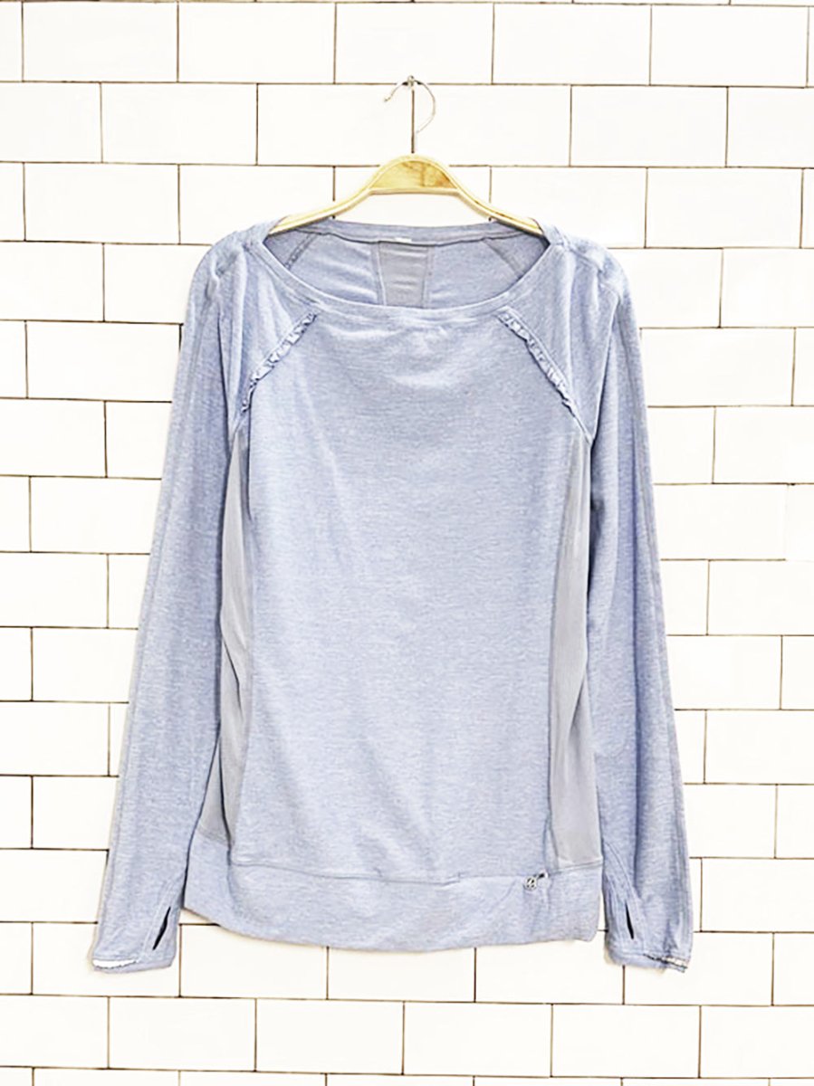 lululemon ruffle shoulder long sleeve running top - good market thrift store
