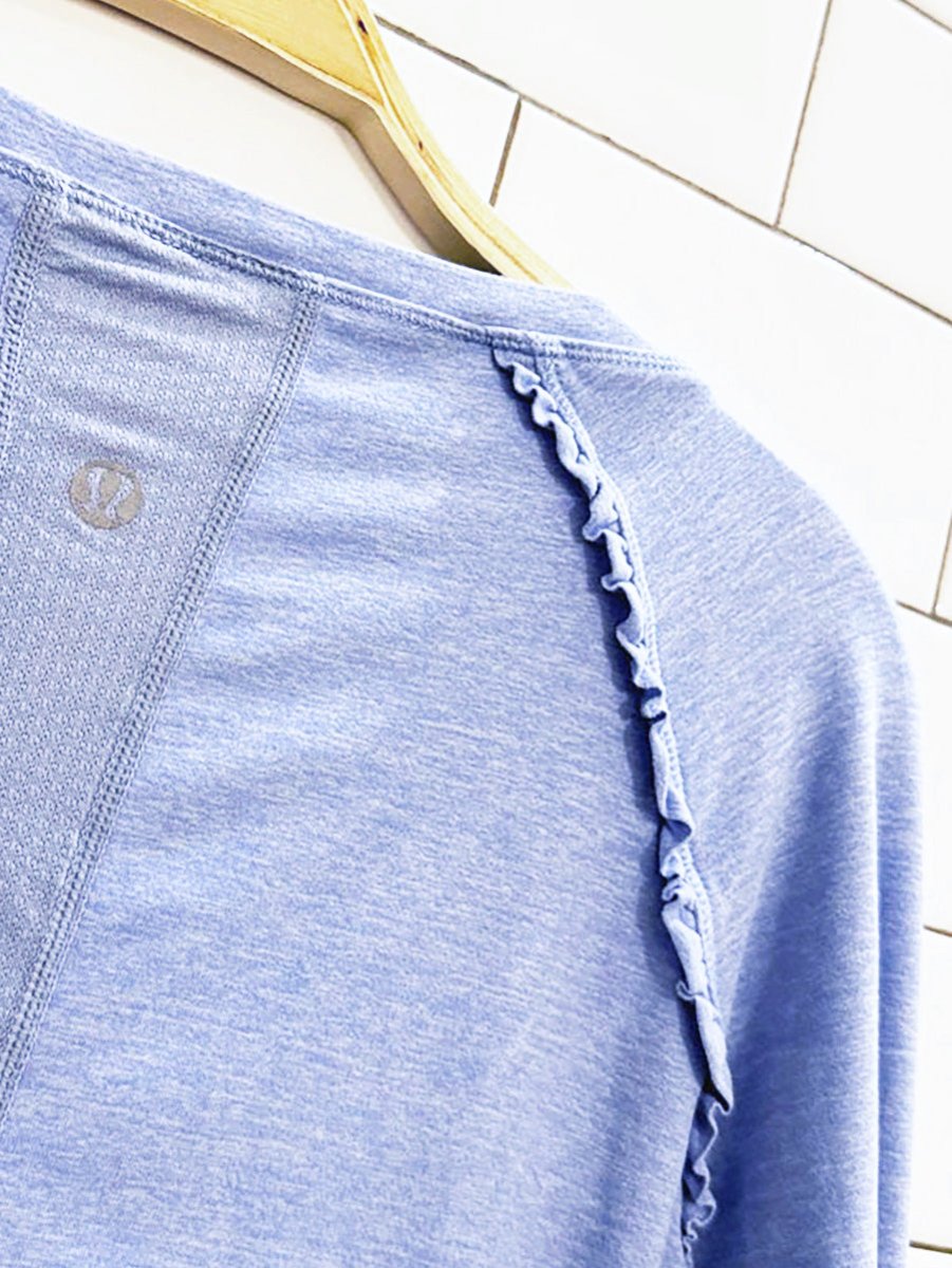 lululemon ruffle shoulder long sleeve running top - good market thrift store