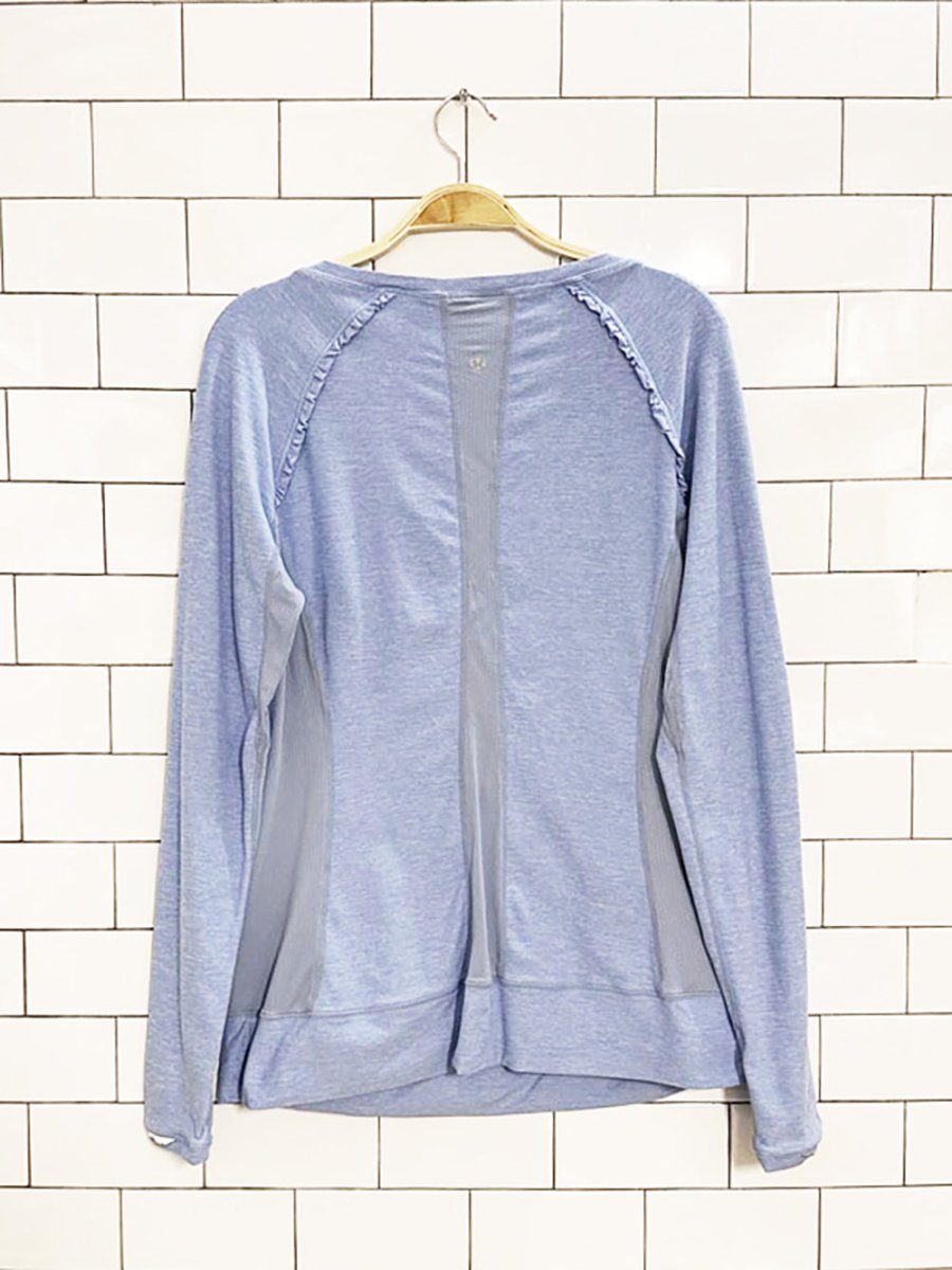 lululemon ruffle shoulder long sleeve running top - good market thrift store